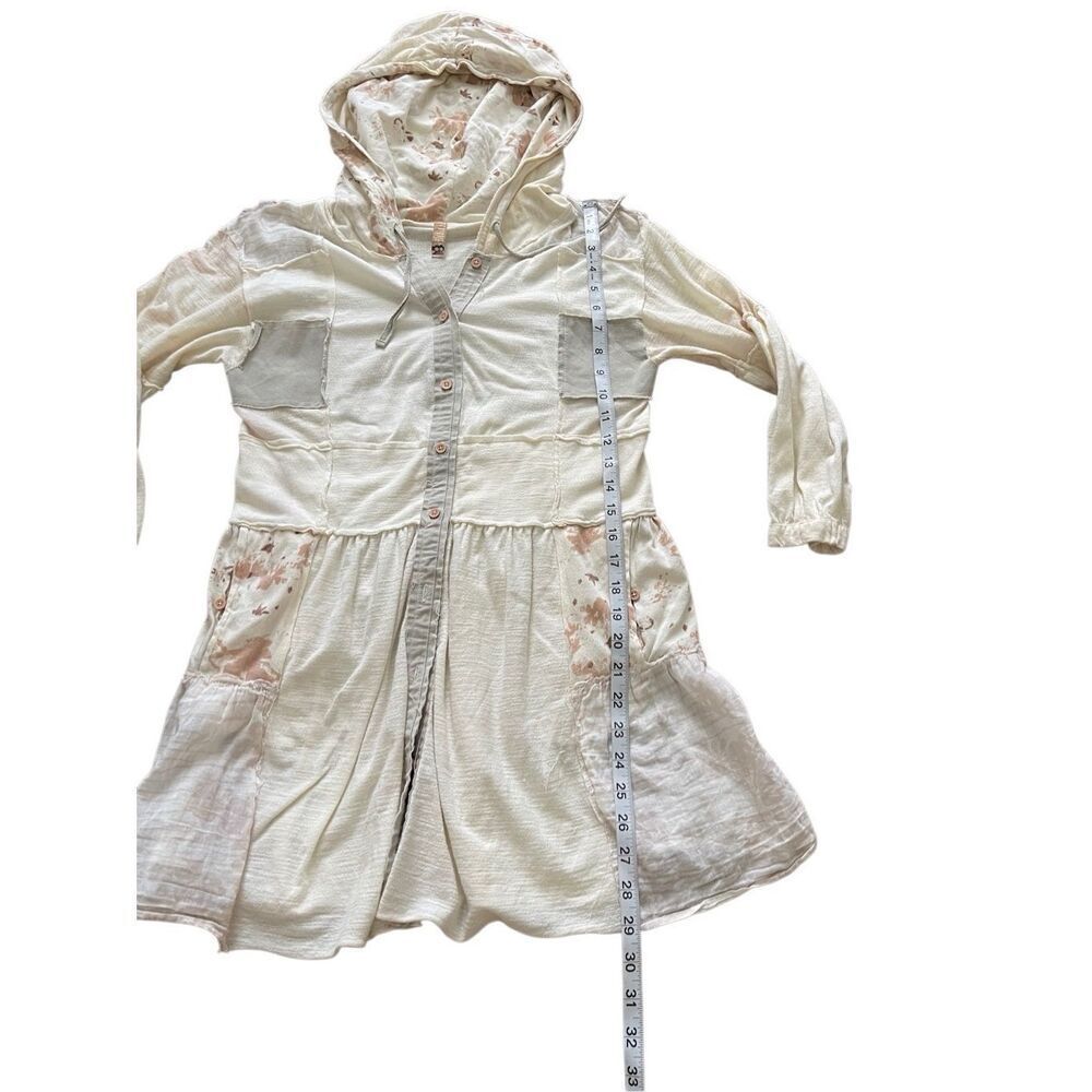 Free People Patchwork Button Down Hoodie Top Size… - image 6